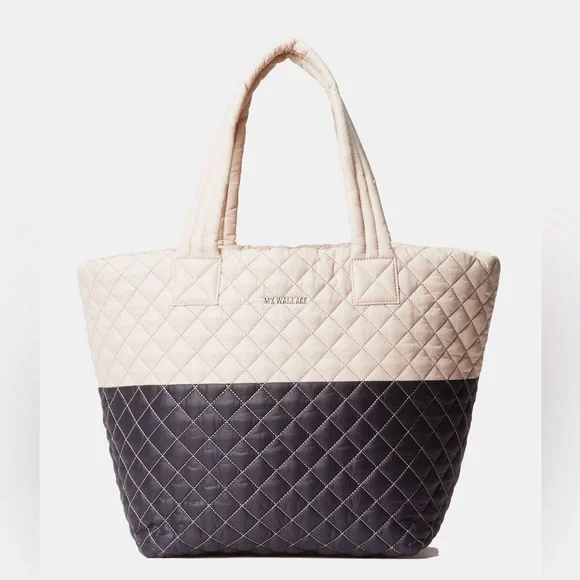 MZ Wallace Quilted Cream and Black Metro Tote Bag - Picture 1 of 8